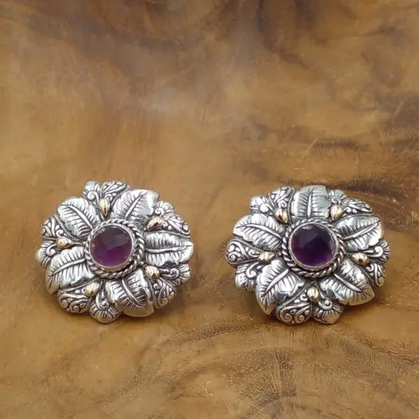 Anting Wanita Elegan Motif Daun dengan Permata E1640