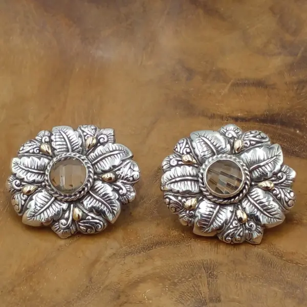 Anting Wanita Elegan Motif Daun dengan Permata E1640