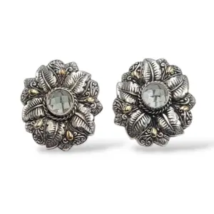 Anting Wanita Elegan Motif Daun dengan Permata E1640 - Gambar 2