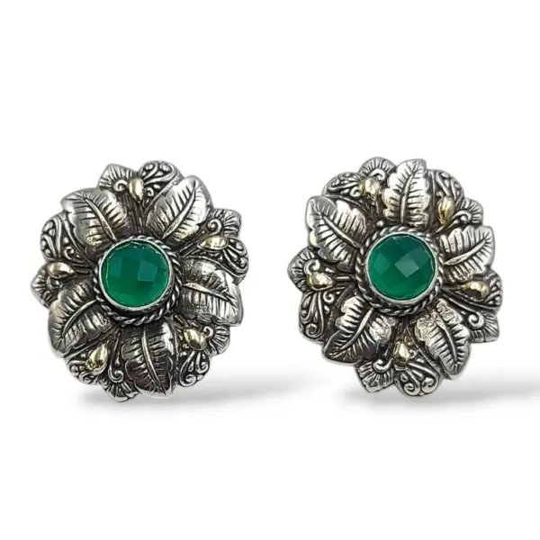 Anting Wanita Elegan Motif Daun dengan Permata E1640