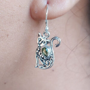 Anting Kucing Perak Permata E1834 - Gambar 5
