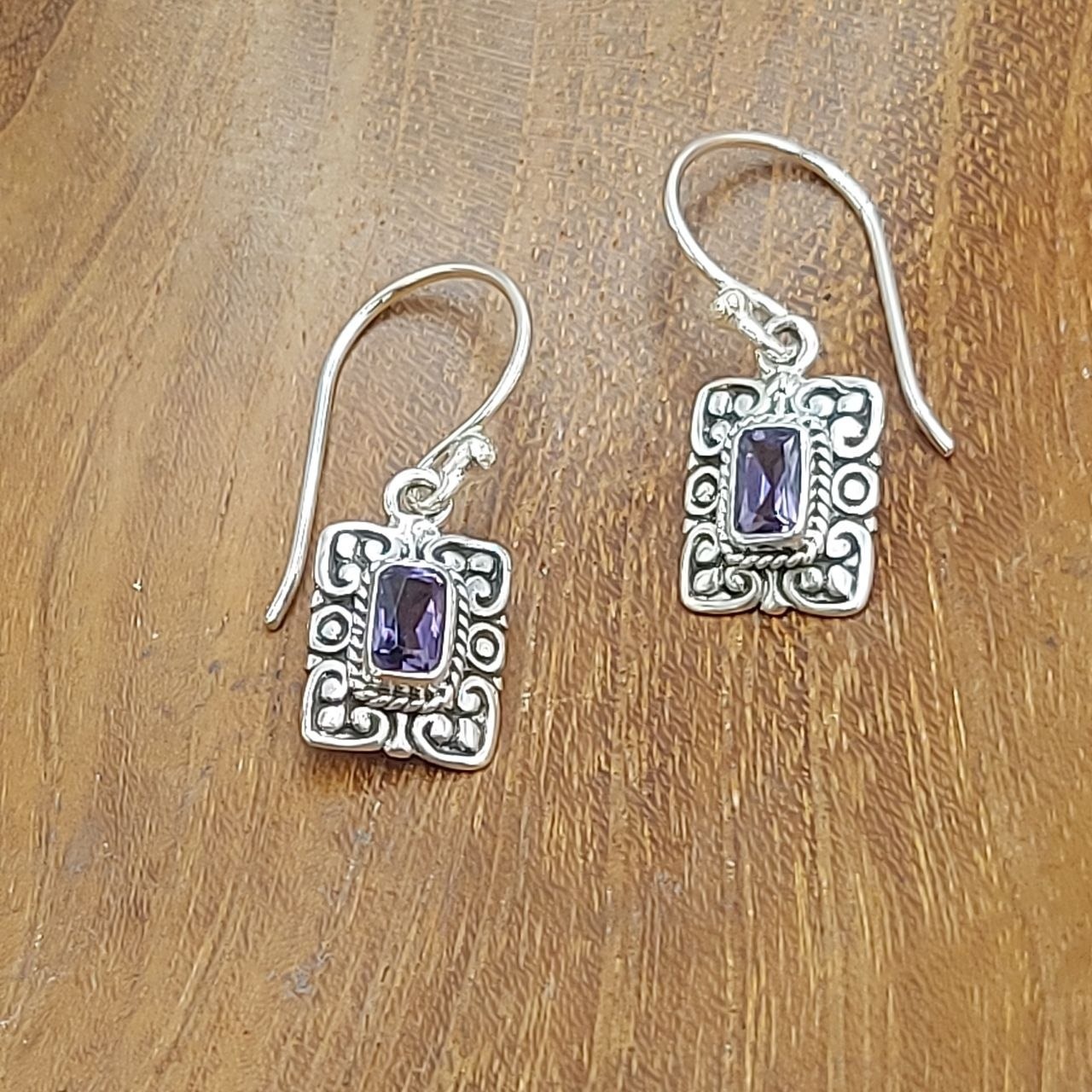 Anting Perak Rectangle Permata E1868 - Gambar 2