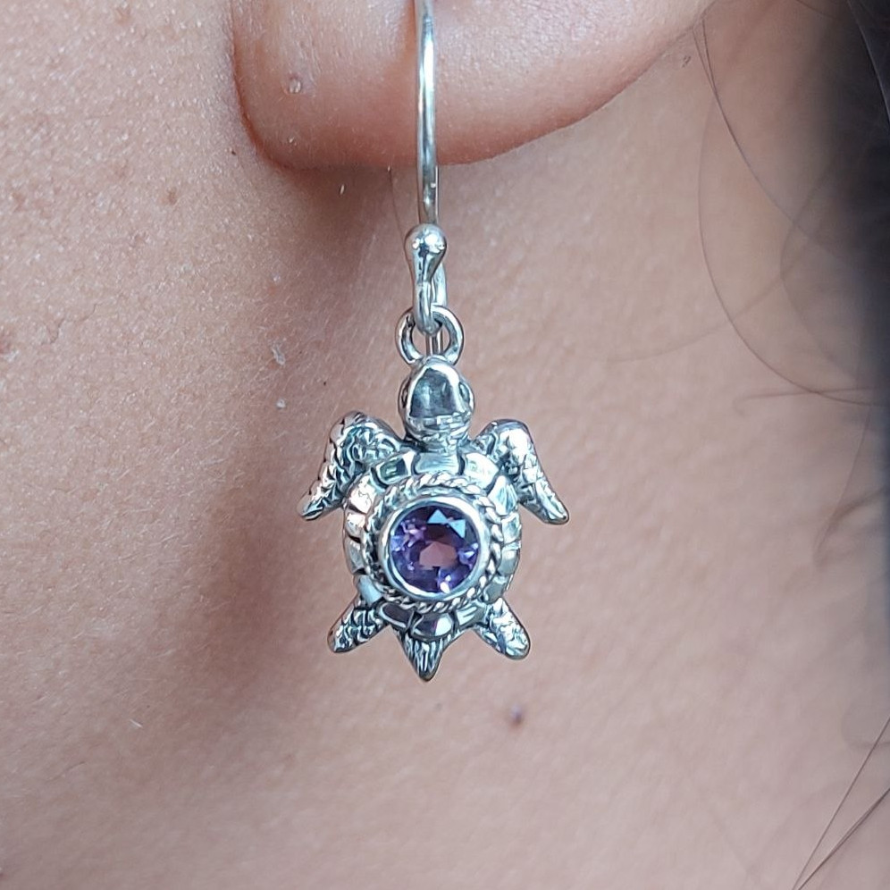 Anting Perak Penyu Permata E1882 - Gambar 6