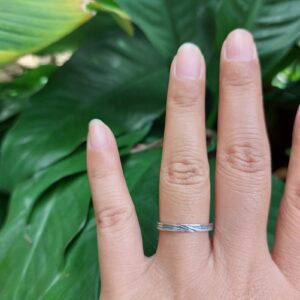 Cincin Perak Motif Daun R689 - Gambar 5