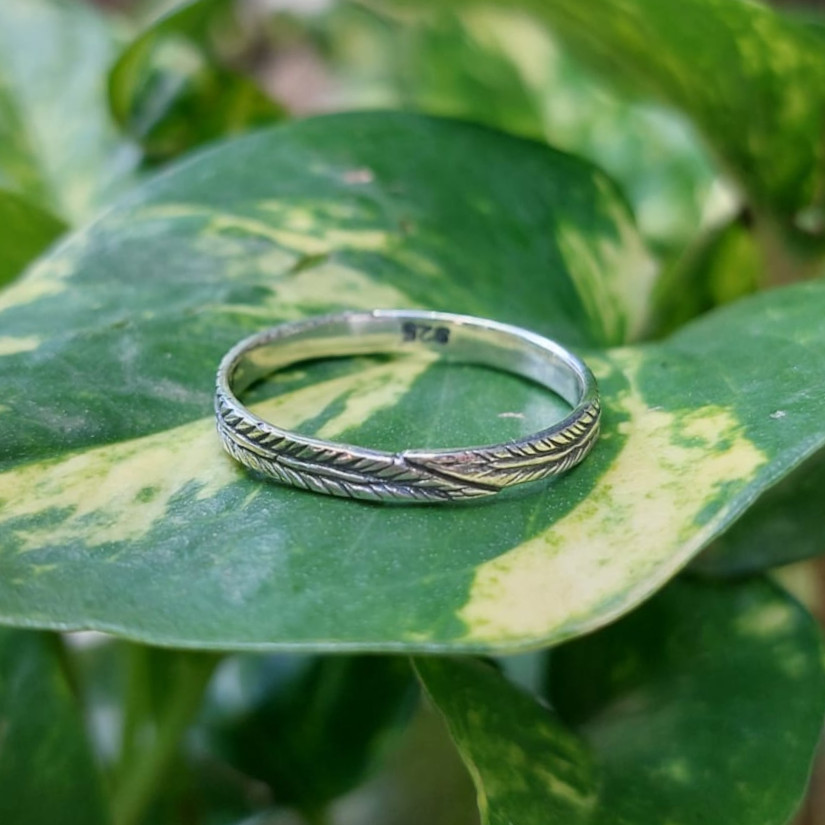 Cincin Perak Motif Daun R689 - Gambar 4