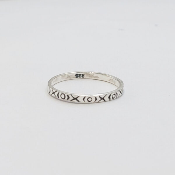 Cincin Perak Unik Motif XOXO R692