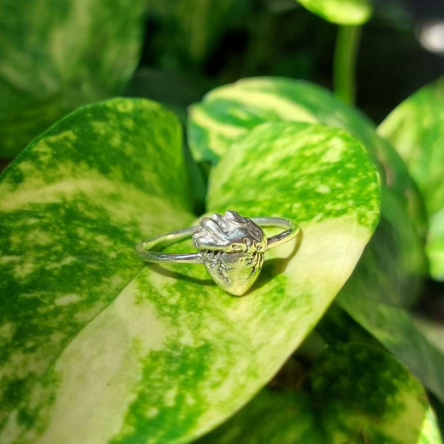 Cincin Perak Motif Jantung R695 - Gambar 4